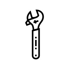 adjustable wrench tool line icon vector. adjustable wrench tool sign. isolated contour symbol black illustration