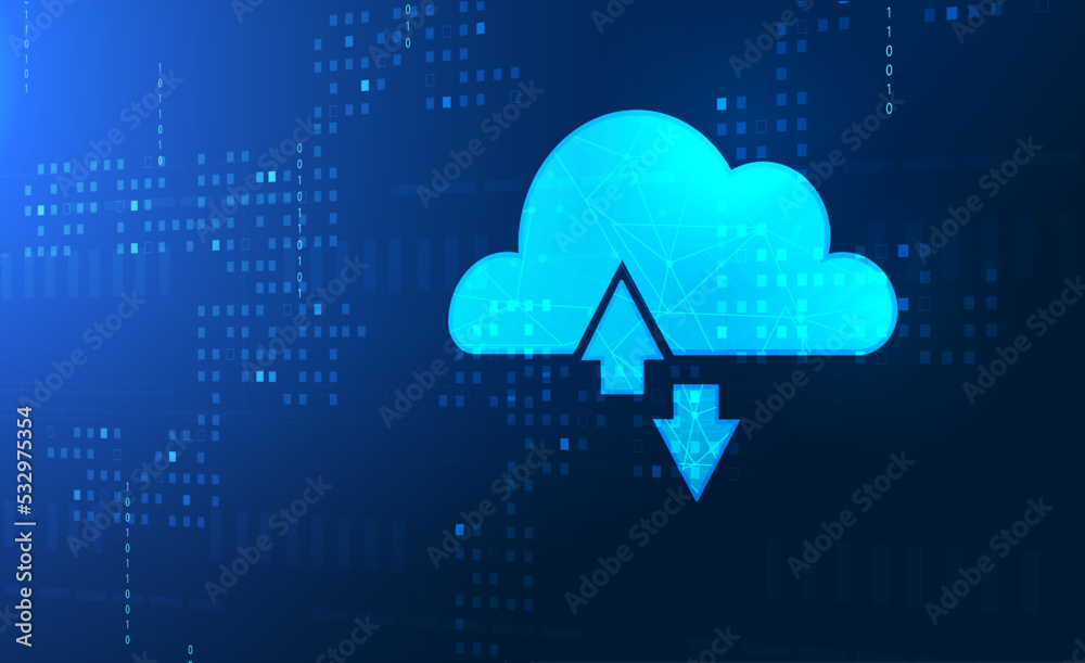 Poster cloud computing concept. secure data exchange. cloud technology illustration. concept of global clou