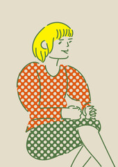 横向きで会話する女性のイラスト