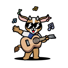 Cute Goat playing guitar