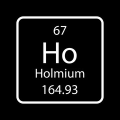 Holmium symbol. Chemical element of the periodic table. Vector illustration.