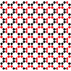 Seamless casino gambling poker background with red and black symbols in circle formation, vector illustration. for printing on cloth and paper.