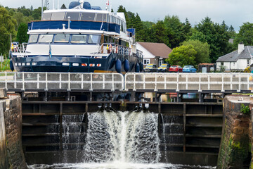 Corpach canal water leaking from it's locks,Corpach,Lochaber,Scotland,UK.