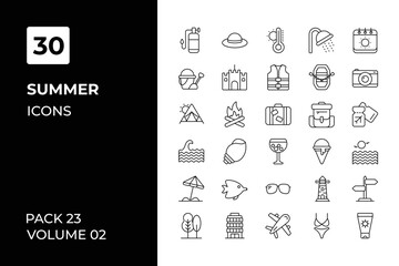 Summer icons collection. Set vector line with elements for mobile concepts and web apps. Collection modern icons.