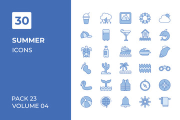 Summer icons collection. Set vector line with elements for mobile concepts and web apps. Collection modern icons.