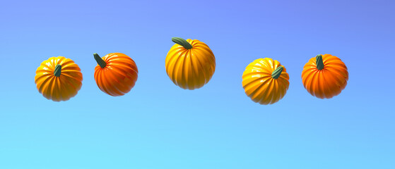 Autumn pumpkins - Harvest and Thanksgiving theme - 3d render