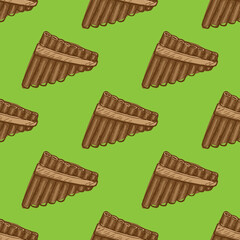 Pan flute vector seamless pattern