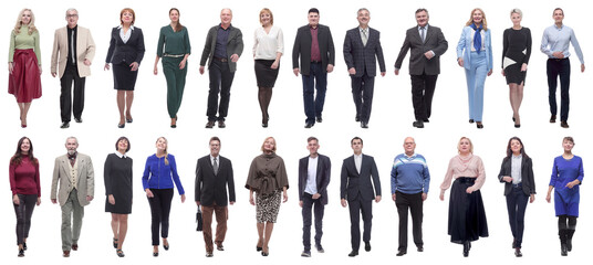 group of successful business people in motion isolated - obrazy, fototapety, plakaty