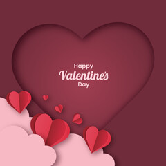 Happy Valentine's Day paper cut card effect