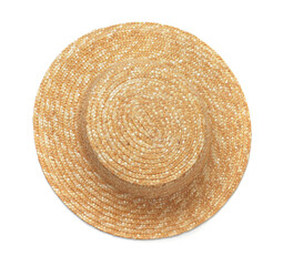 Fototapeta na wymiar Top view of summer straw hat