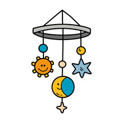 Vector illustration of  doodle baby nursery mobile decor  