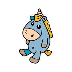 Vector icon illustration of  doodle baby unicorn toy