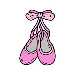 Vector icon illustration of doodle baby ballet shoes