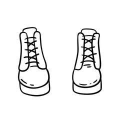 Vector illustration of  outline doodle shoes  for children, coloring and scrap book