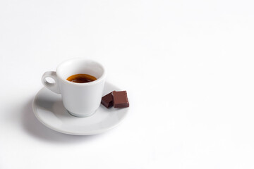 Coffee cup with chocolate  on a white background.Cup of espresso.