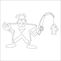 Funny fishing coloring page for kids