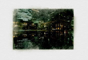 闇夜の雨の降る東京駅,夜の東京駅前ターミナル