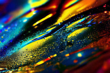Rainbow polarized ice. macro closeup.  Abstract modern art liquid backdrop for design element, vivid and colorful background. shallow depth of field. Render