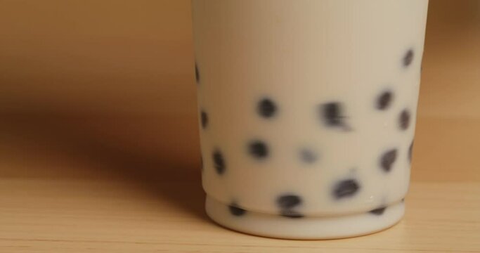 Drink of iced bubble milk tea