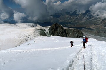 Multi day summer expedition through some glaciers in the alps. On the Monterosa massif starting from Zermatt and summiting multiple 4000m mountains