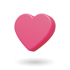 Minimalistic red hart 3d icon. Vector illustration. Interface button isolated on white.