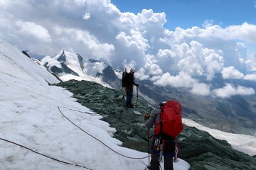 Multi day summer expedition through some glaciers in the alps. On the Monterosa massif starting...