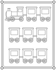Cute train suitable for kids coloring page vector illustration