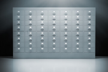 Safe Deposit Boxes Inside Bank Vault Room. 3d Rendering