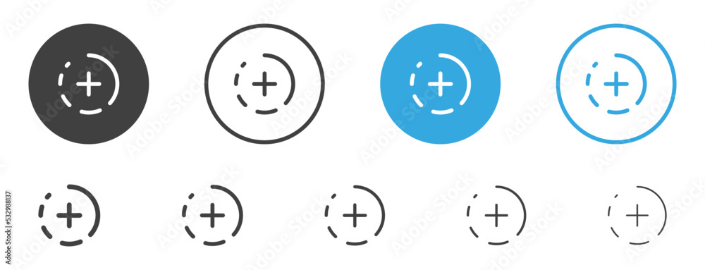 Aufkleber Add story icon with plus symbol, vector add new stories social media icon. create save add to favorites icons