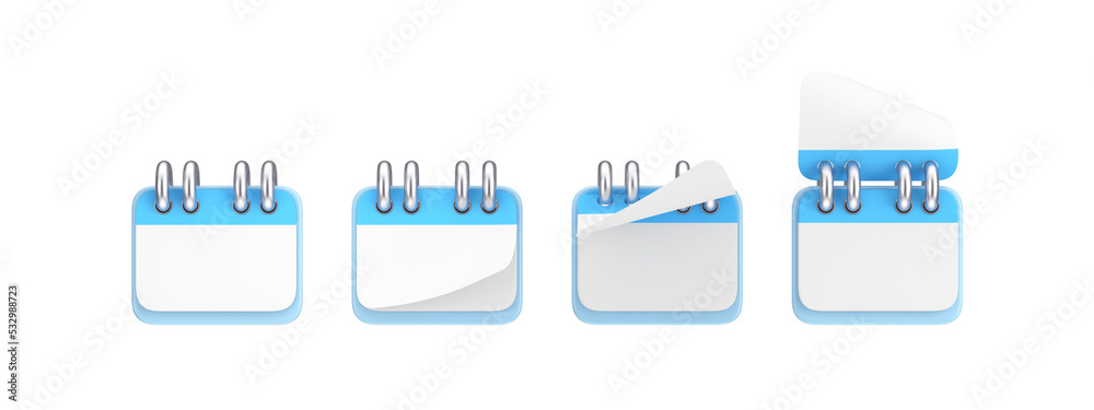 Aufkleber set of cartoon icon calendars. 3d rendering