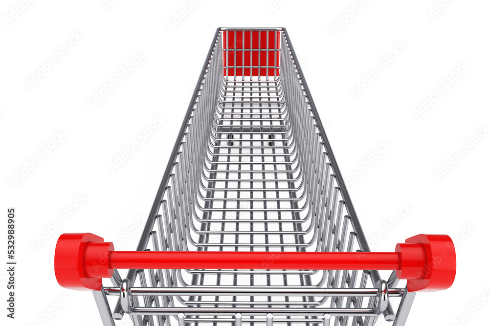 Aufkleber extra long and large shopping cart trolley. 3d rendering