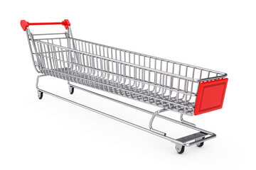 Extra Long and Large Shopping Cart Trolley. 3d Rendering