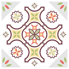 ceramic tile pattern with flowers and leaves