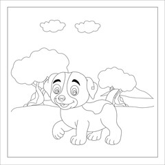 funny dog coloring page for kids