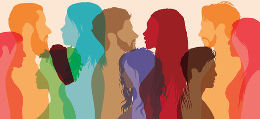 Students studying in a multicultural classroom or online. Getting ready for a successful career or job. Group profile Flat cartoon.