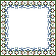 Obraz premium Vintage pattern stylish square frame botanic garden plant flower leaf