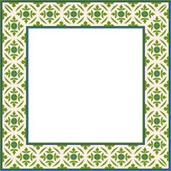 Vintage pattern stylish square frame botanic garden green leaf