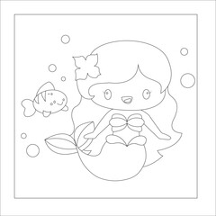 funny mermaid coloring page for kids'