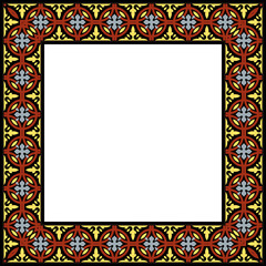 Vintage botanic garden retro pattern stylish square frame
