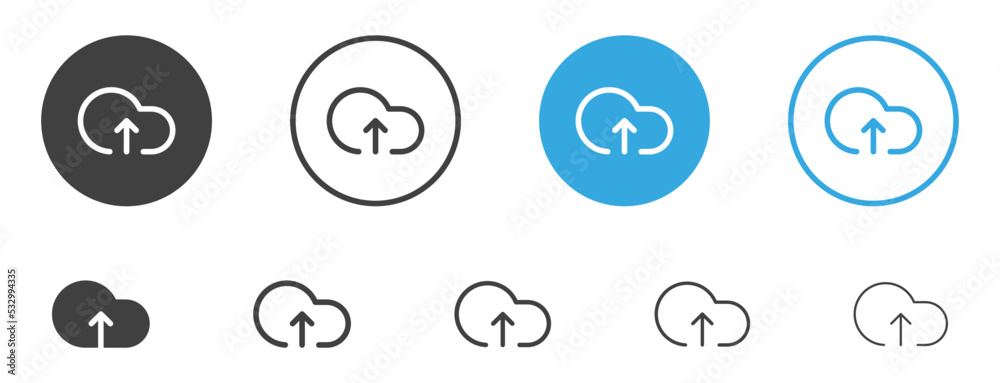Aufkleber cloud upload icon vector import data storage with arrow up symbol, upload cloud computing icon