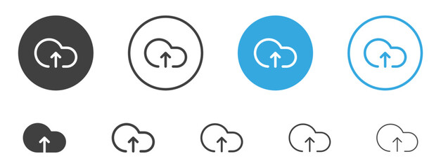cloud upload icon vector import data storage with arrow up symbol, upload cloud computing icon