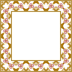 Vintage pattern stylish square frame flower golden cross leaf