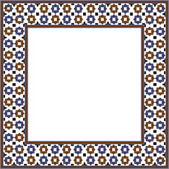 Obraz premium Vintage pattern stylish square frame islamic star polygon geometry cross