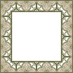 Vintage botanic garden retro pattern stylish square frame
