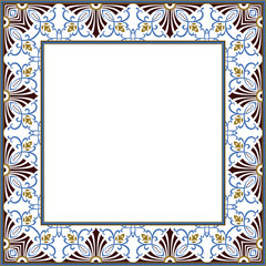 Vintage botanic garden retro pattern stylish round frame