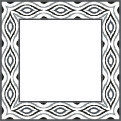Vintage pattern stylish square frame hand drawn gray curve cross line