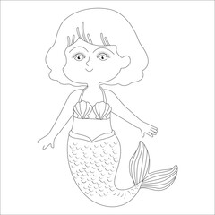 funny mermaid coloring page for kids 