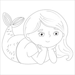 funny mermaid coloring page for kids 