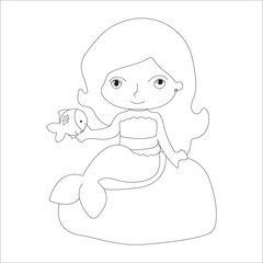 Obraz premium funny mermaid coloring page for kids 