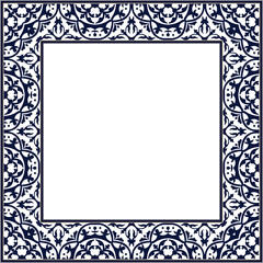 Vintage botanic garden retro pattern stylish square frame